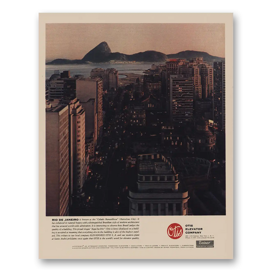 1958 Otis Elevator Rio de Janeiro Vintage Magazine Print Ad