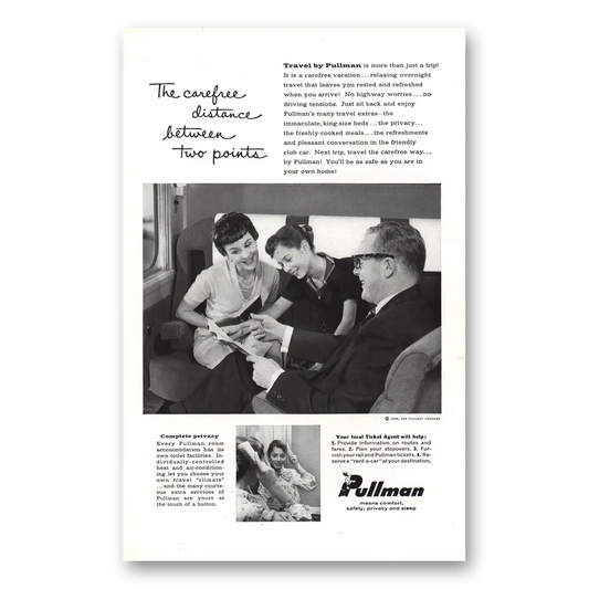 1958 Pullman Carefree Distance Vintage Magazine Print Ad