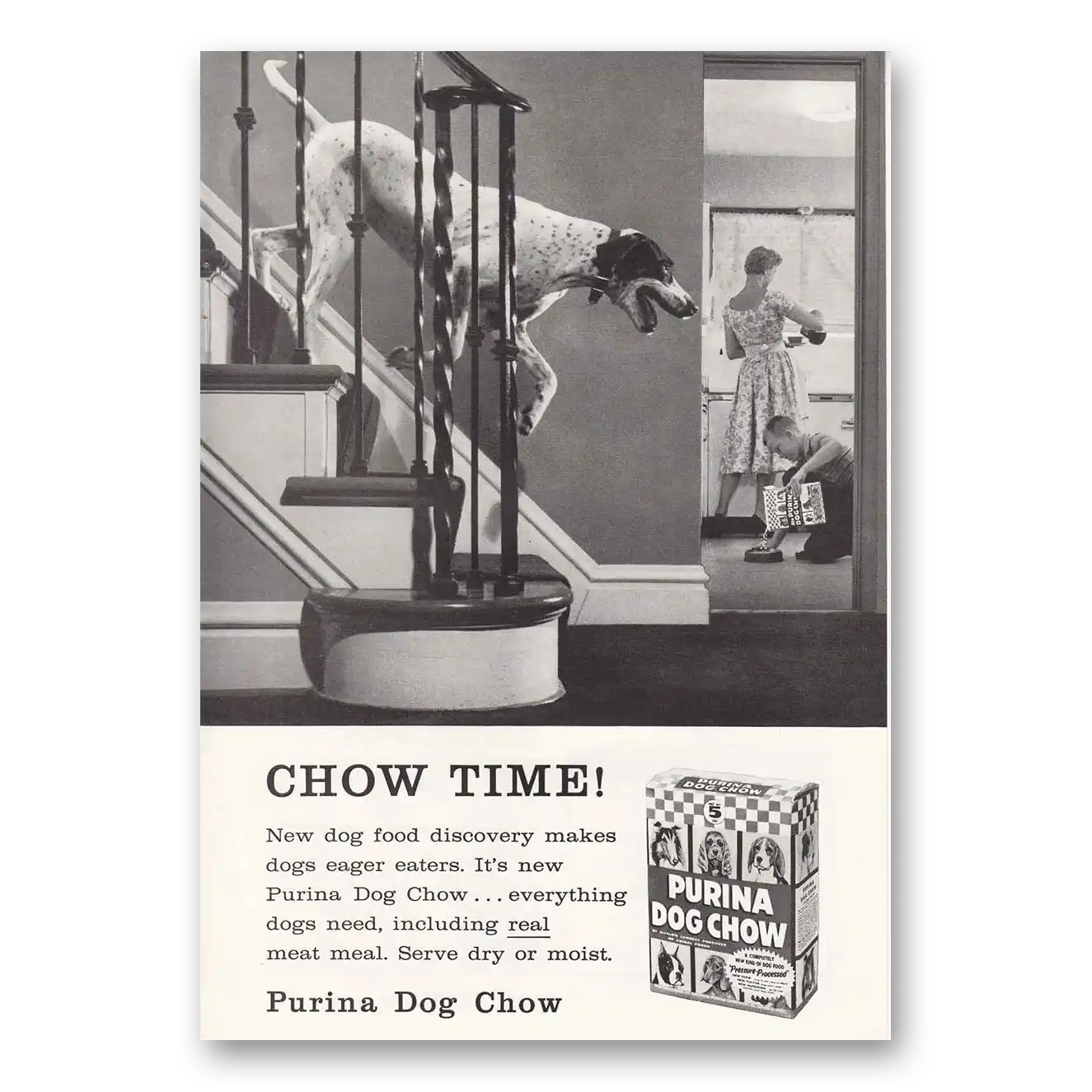 1958 Purina Dog Chow Chow Time! Vintage Magazine Print Ad