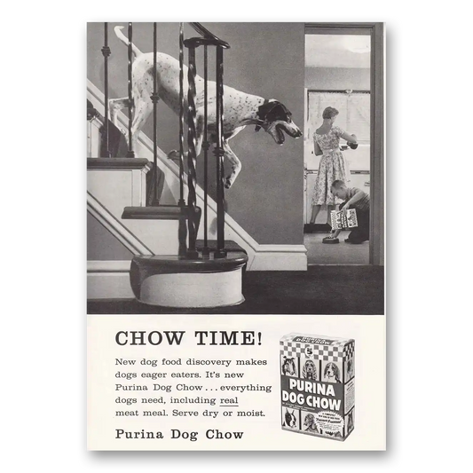 1958 Purina Dog Chow Chow Time! Vintage Magazine Print Ad