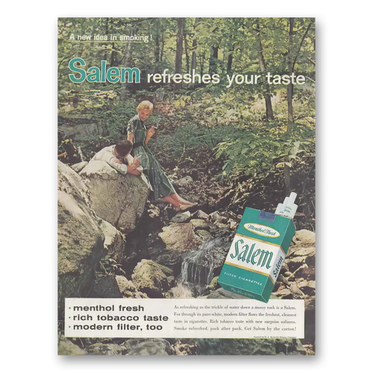 1958 Salem Cigarettes Refreshes Your Taste Vintage Magazine Print Ad