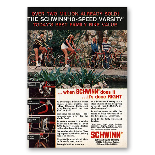 1978 Schwinn Bicycles Varsity Bike Over Two Million Already Sold Vintage Magazine Print Ad