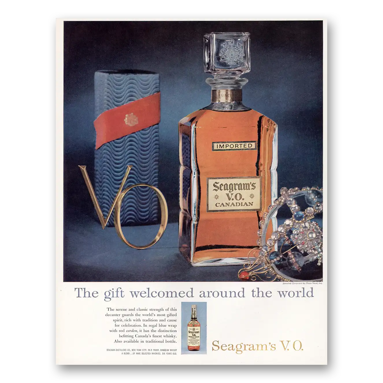 1958 Seagrams VO Whisky Gift Welcomed Around the World Vintage Magazine Print Ad