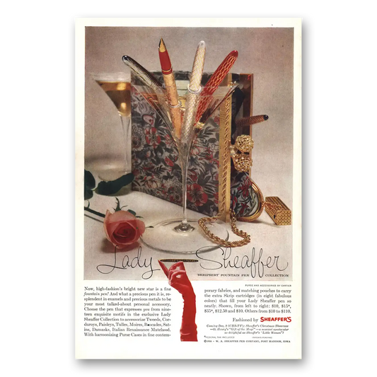 1958 Lady Sheaffer Pen High Fashion Vintage Magazine Print Ad