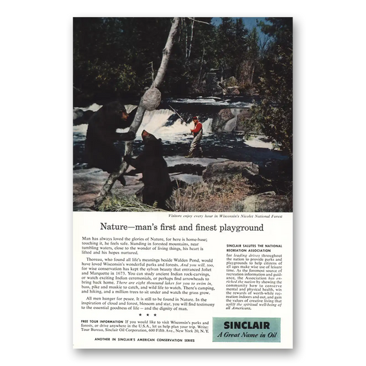 1958 Sinclair Wisconsins Nicolet National Forest Vintage Magazine Print Ad