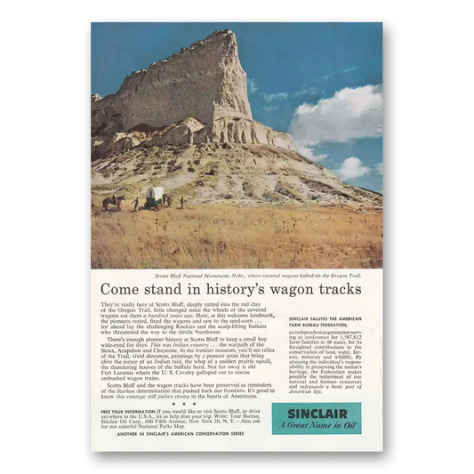 1958 Sinclair Scotts Bluff National Monument Vintage Magazine Print Ad