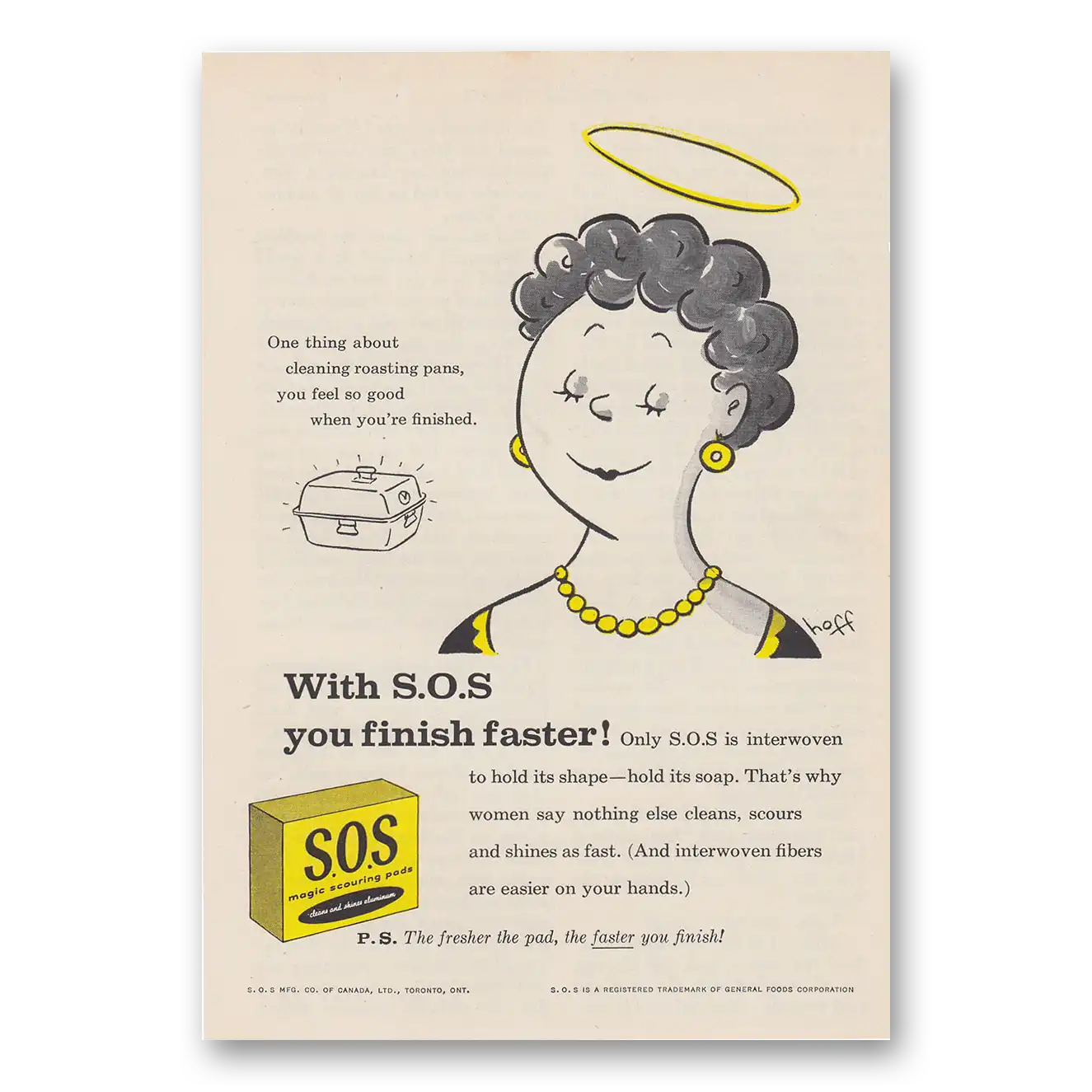 1958 SOS Scouring Pads One Thing About Cleaning Roasting Pans Vintage Magazine Print Ad