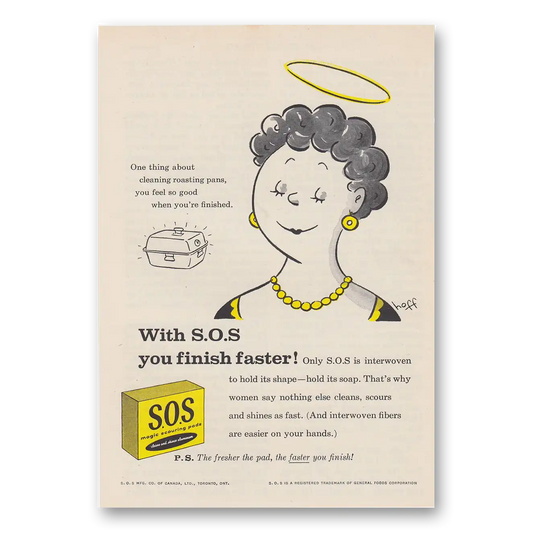 1958 SOS Scouring Pads One Thing About Cleaning Roasting Pans Vintage Magazine Print Ad