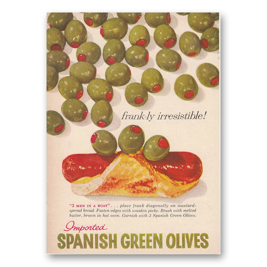 1958 Spanish Green Olives Frankly Irresistible Vintage Magazine Print Ad