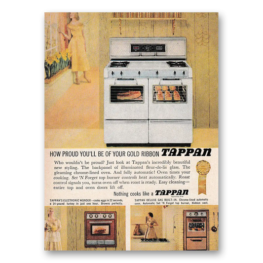 1958 Tappan Range How Proud Be of Your Gold Ribbon Vintage Magazine Print Ad