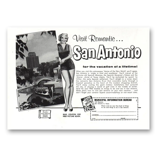 1958 San Antonio Texas Venice of the New World Vintage Magazine Print Ad