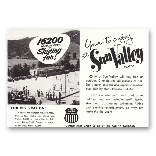 1958 Union Pacific Railroad 16200 Square Feet of Skating Vintage Magazine Print Ad