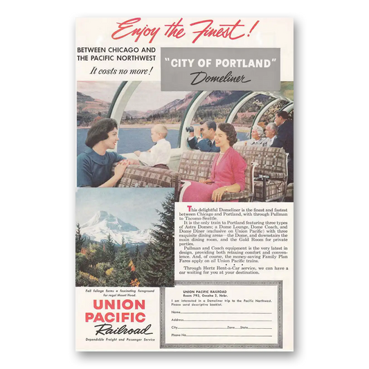 1958 Union Pacific Railroad City of Portland Domeliner Vintage Magazine Print Ad