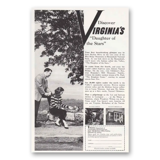 1958 Virginia Daughter of the Stars Vintage Magazine Print Ad