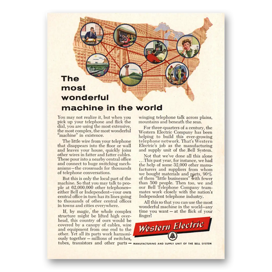 1958 Western Electric Most Wonderful Machine In the World Vintage Magazine Print Ad