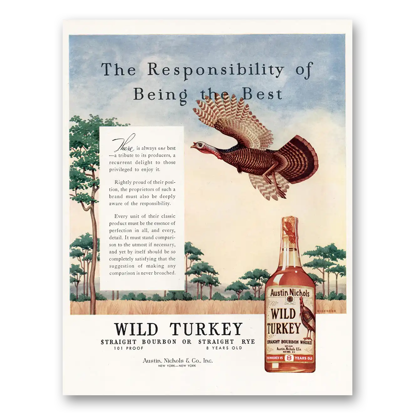 1958 Wild Turkey Bourbon Whiskey There Is Always One Best Vintage Magazine Print Ad