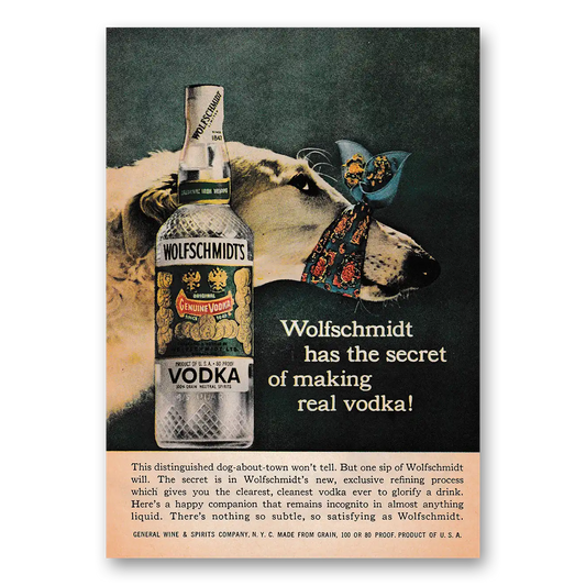 1958 Wolfschmidt Vodka Secret of Making Real Vodka Vintage Magazine Print Ad