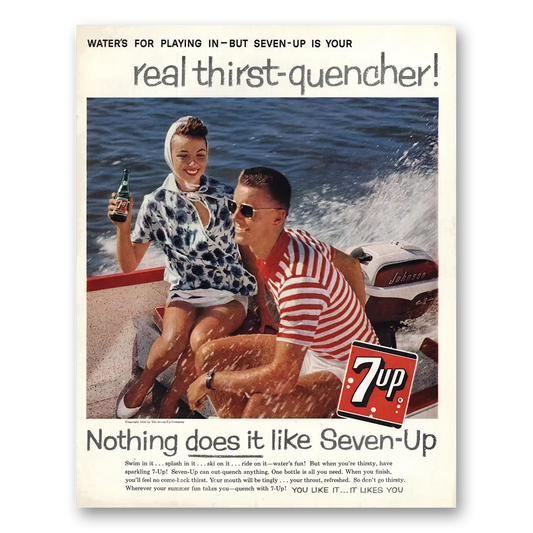 1959 7Up Waters for Playing In Vintage Magazine Print Ad