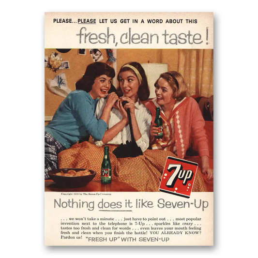 1959 7Up Won't Take a Minute Vintage Magazine Print Ad