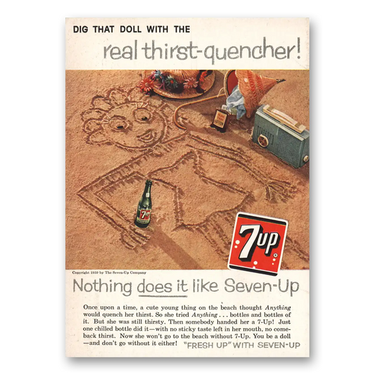 1959 7Up Dig That Doll With the Real Thirst Quencher Vintage Magazine Print Ad