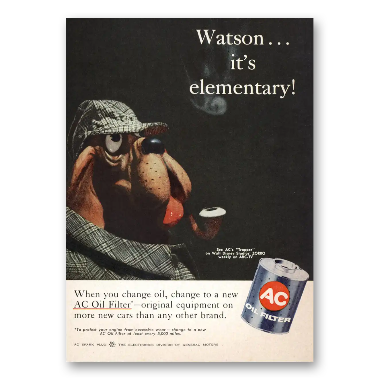 1959 AC Oil Filter Watson Its Elementary Vintage Magazine Print Ad