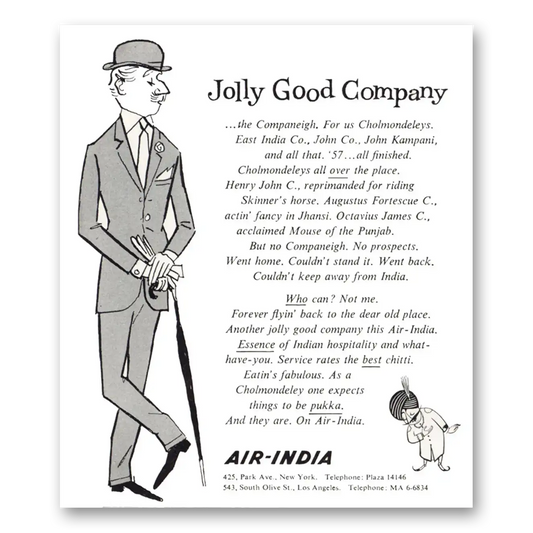 1959 Air India Jolly Good Company Vintage Magazine Print Ad