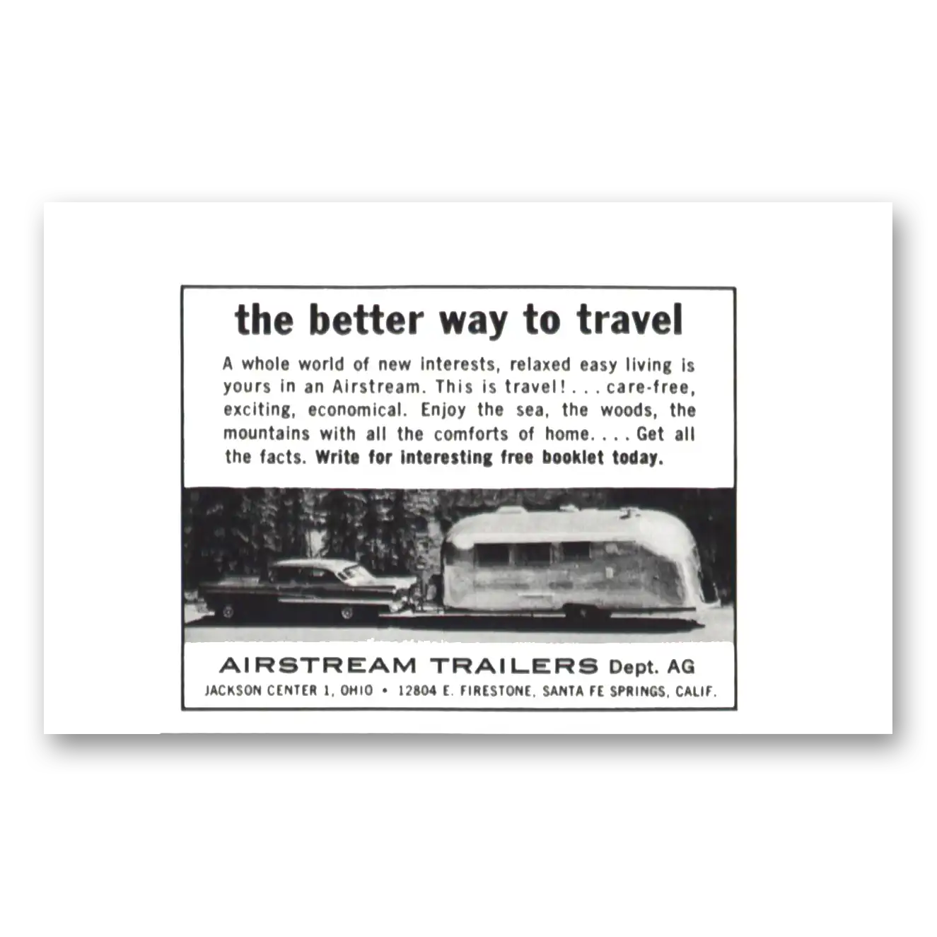 1959 Airstream Trailers Better Way to Travel Vintage Magazine Print Ad