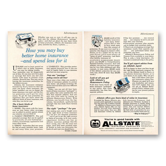 1959 Allstate Insurance Buy Better Home Insurance Vintage Magazine Print Ad