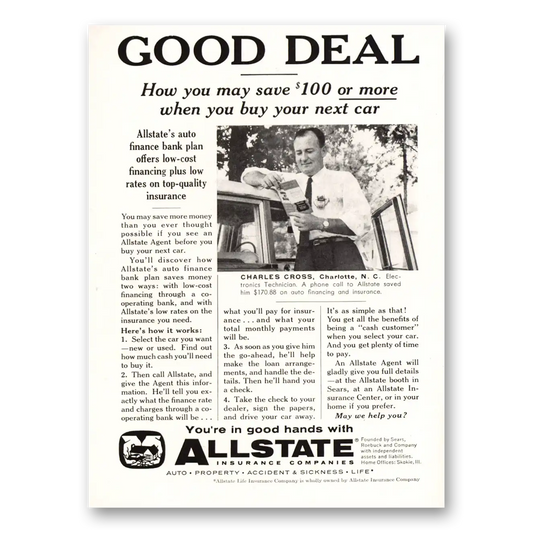 1959 Allstate Insurance Good Deal How You May Save Vintage Magazine Print Ad