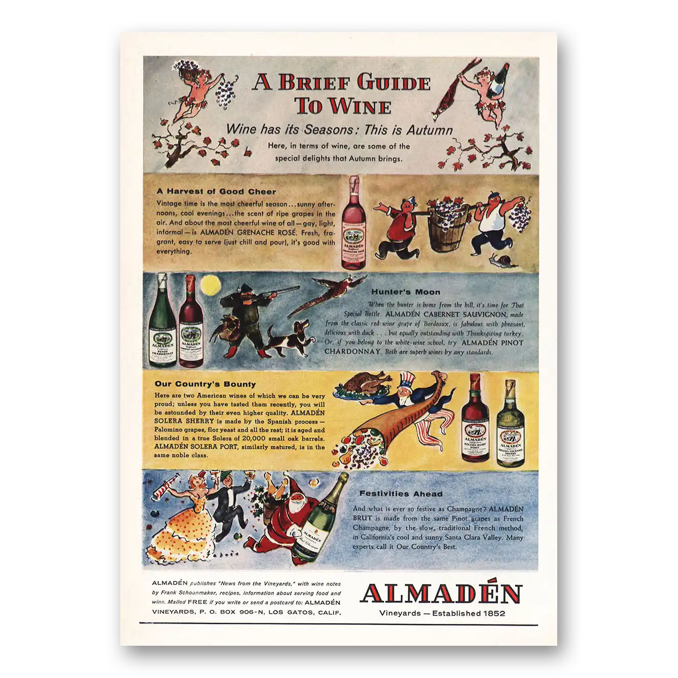 1959 Almaden Wine Has Its Seasons This Is Autumn Vintage Magazine Print Ad