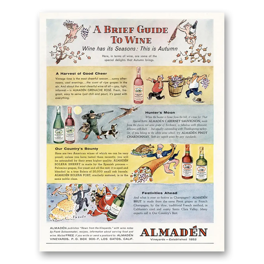 1959 Almaden Wine Has Its Seasons This Is Autumn Vintage Magazine Print Ad