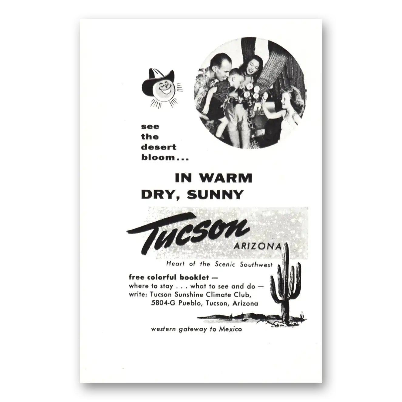 1959 Tucson Arizona Desert Bloom Vintage Magazine Print Ad