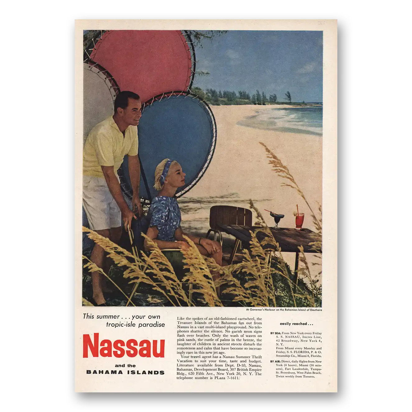 1959 Nassau Bahamas Tropic Isle Paradise Vintage Magazine Print Ad