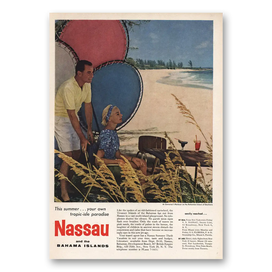 1959 Nassau Bahamas Tropic Isle Paradise Vintage Magazine Print Ad