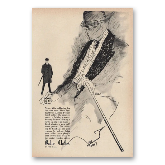 1959 Baker Clothes Year or Two Ahead Vintage Magazine Print Ad