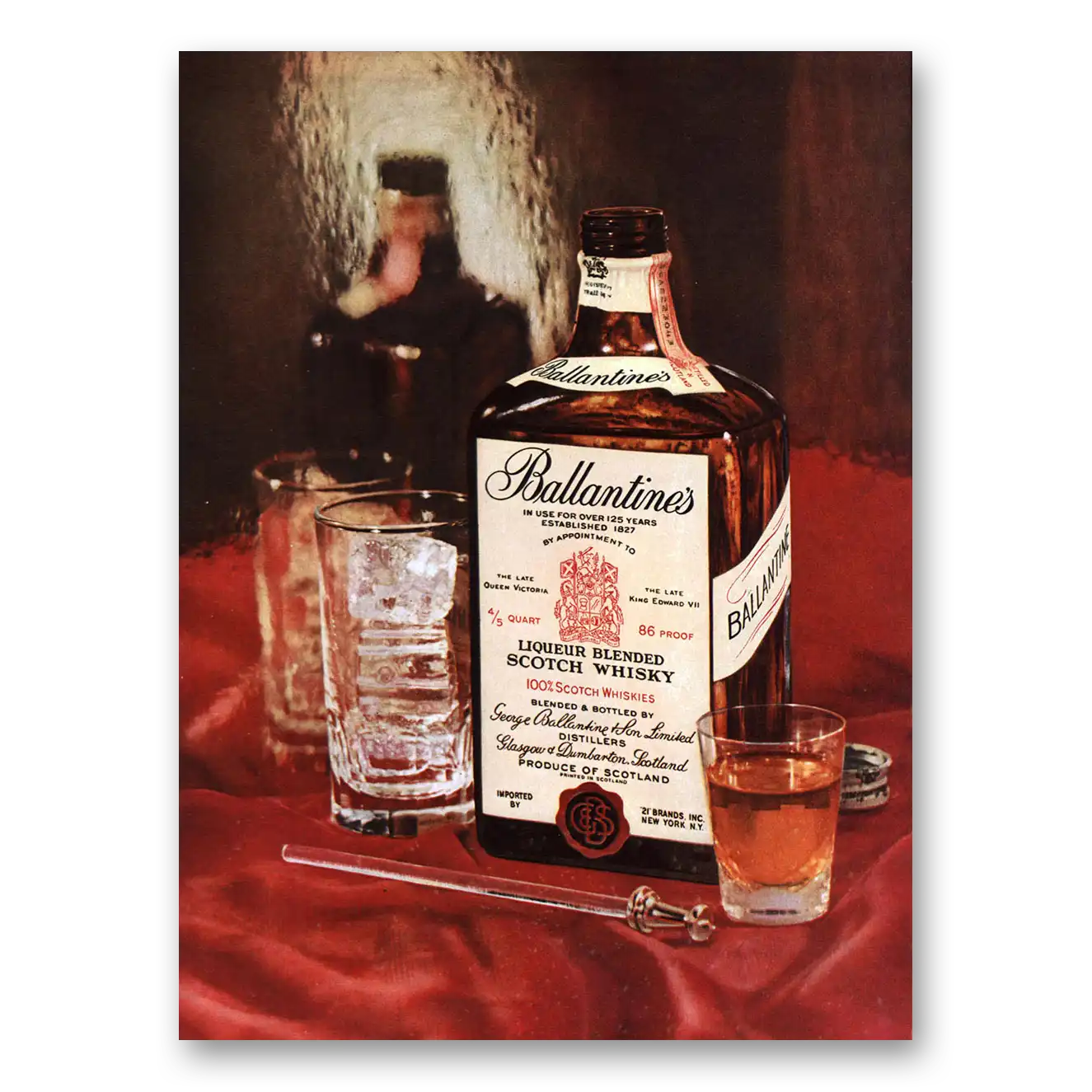 1959 Ballantines Ale Liqueur Blended Vintage Magazine Print Ad