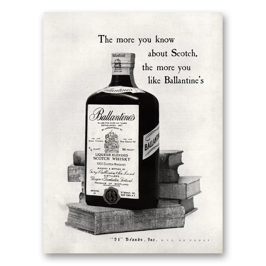 1959 Ballantines Ale More You Know About Scotch Vintage Magazine Print Ad