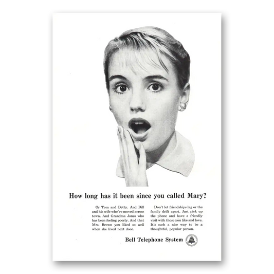 1959 Bell Telephone How Long Has It Been Since You Called Mary Vintage Magazine Print Ad