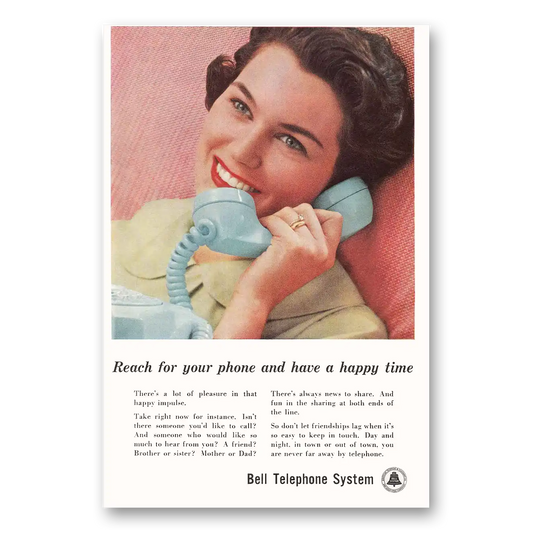 1959 Bell Telephone Reach For Your Phone and Have a Happy Time Vintage Magazine Print Ad