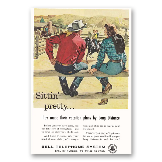 1959 Bell Telephone Sittin Pretty They Made Vacation Plans Long Distance Vintage Magazine Print Ad