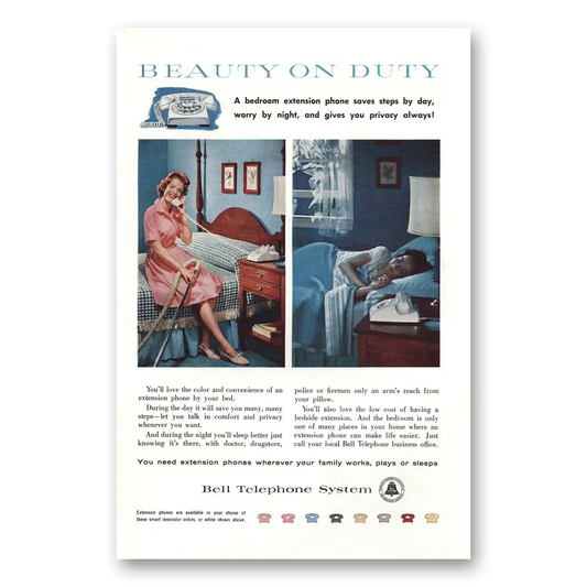 1959 Bell Telephone Beauty on Duty Vintage Magazine Print Ad