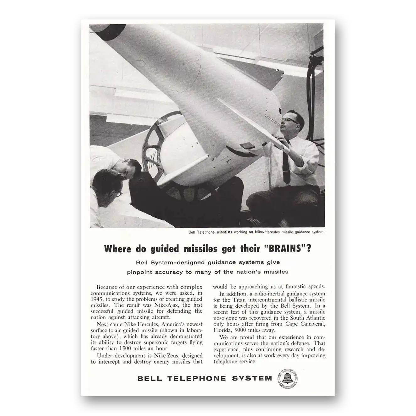 1959 Bell Telephone Guided Missiles Nike Hercules Vintage Magazine Print Ad