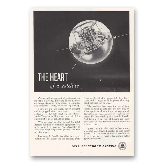 1959 Bell Telephone Heart of Satellite Vintage Magazine Print Ad