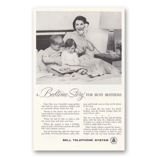 1959 Bell Telephone Bedtime Story for Busy Mothers Vintage Magazine Print Ad