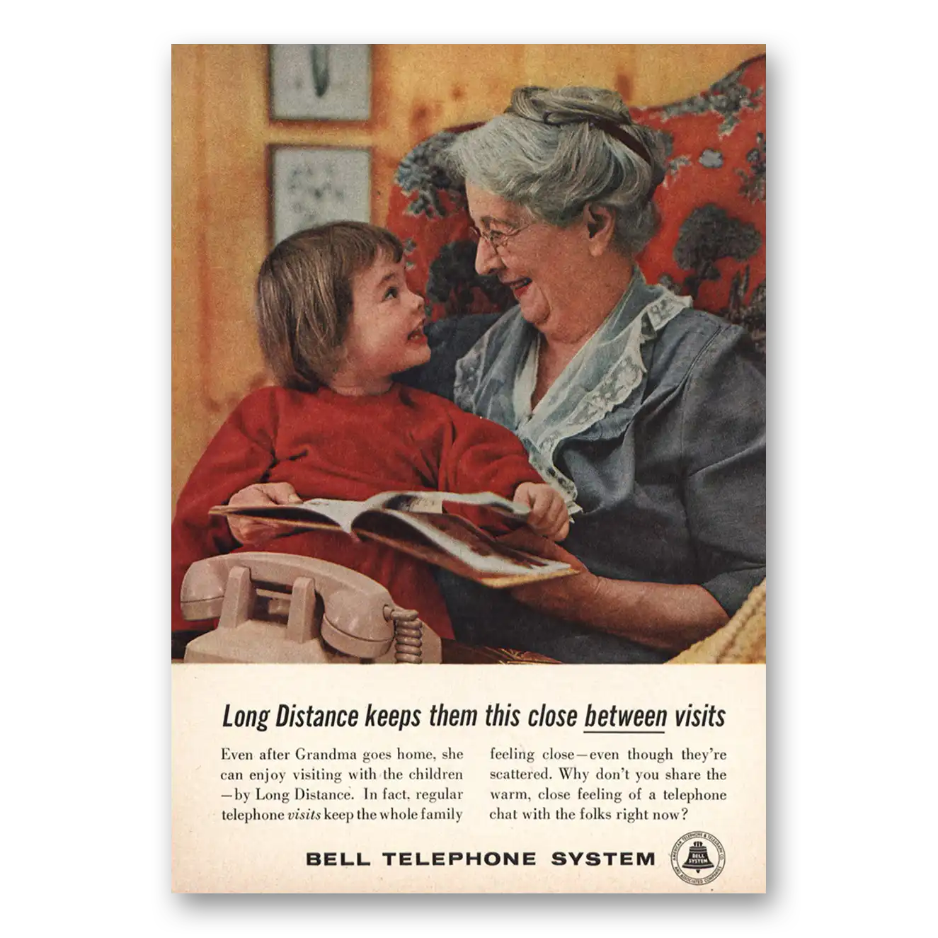 1959 Bell Telephone Even After Grandma Goes Home Vintage Magazine Print Ad