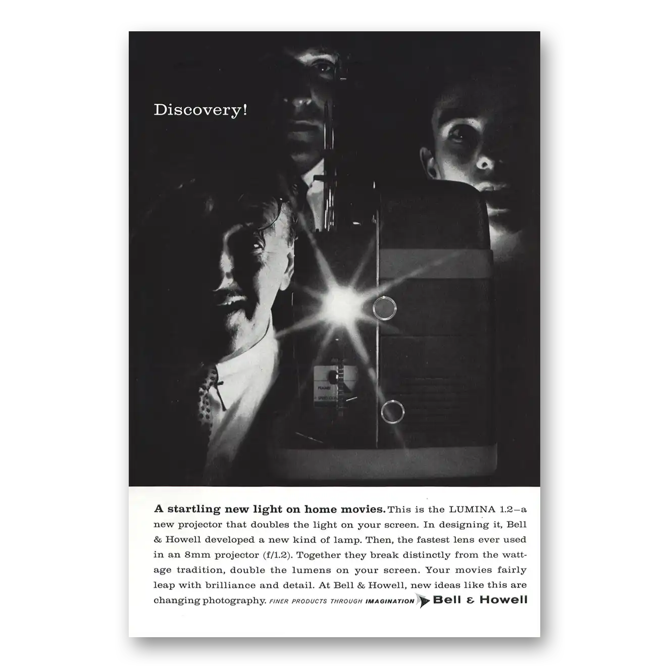 1959 Bell & Howell Movie Camera Startling New Light Vintage Magazine Print Ad