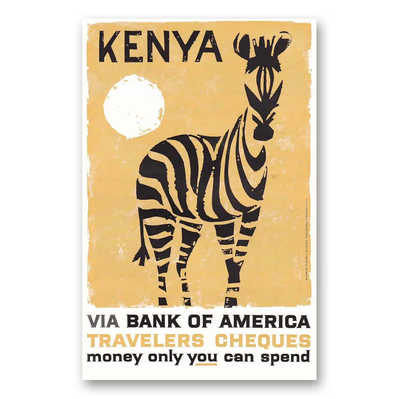 1959 Bank of America Travelers Cheques Kenya Vintage Magazine Print Ad