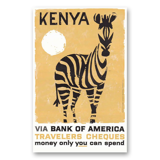 1959 Bank of America Travelers Cheques Kenya Vintage Magazine Print Ad