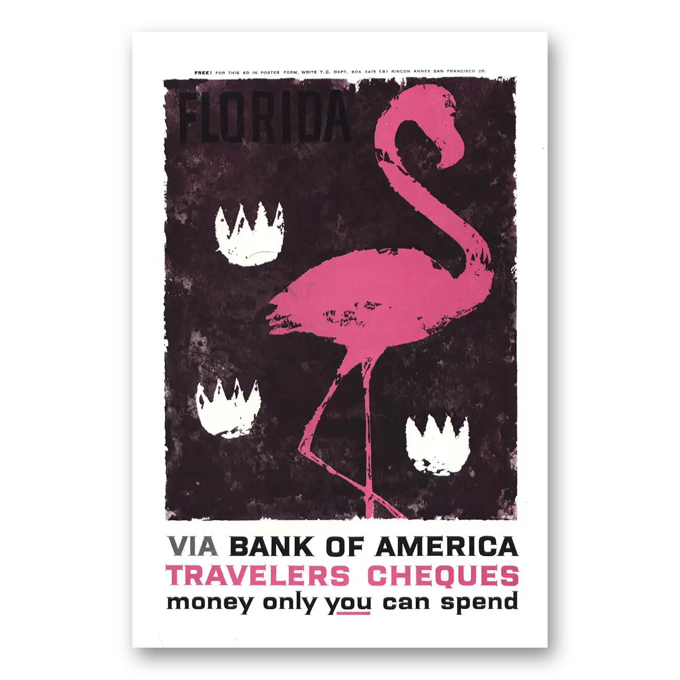 1959 Bank of America Travelers Cheques Florida Vintage Magazine Print Ad