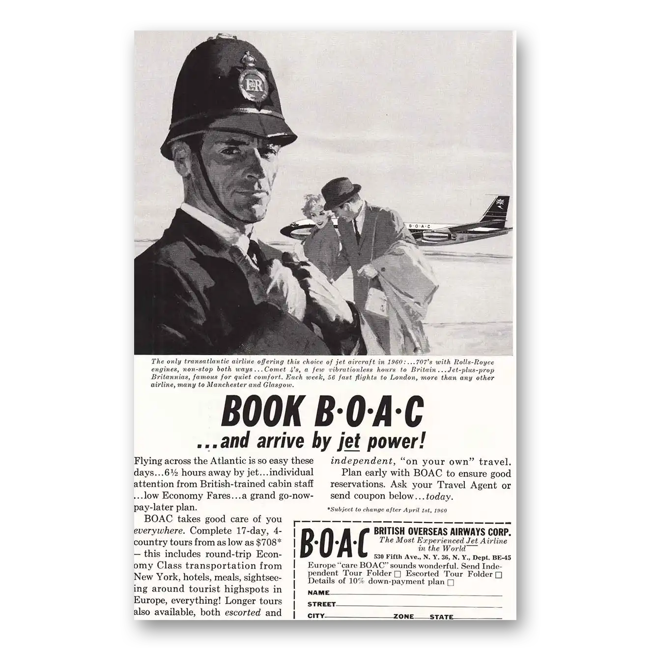 1959 British Airways BOAC Rolls Royce of the 707s Vintage Magazine Print Ad